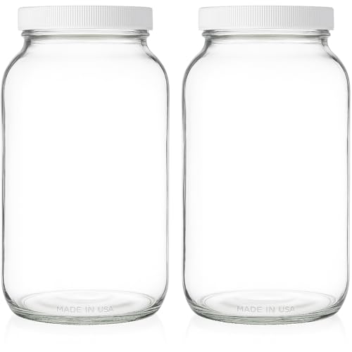 kitchentoolz 1 Gallon Glass Mason Jars – Extra Large Wide Mouth Jars with...