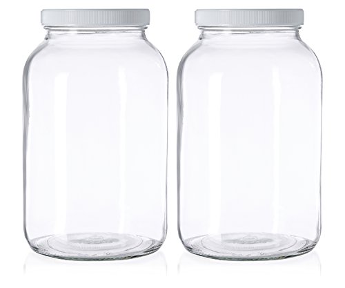 kitchentoolz 1 Gallon Glass Mason Jars – Extra Large Wide Mouth Jars with...