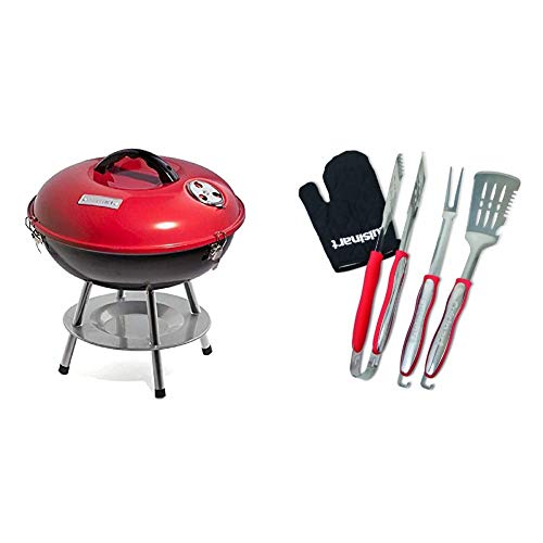 Cuisinart CCG190RB Portable Charcoal Grill, 14-Inch, Red, 14.5' x 14.5' x...