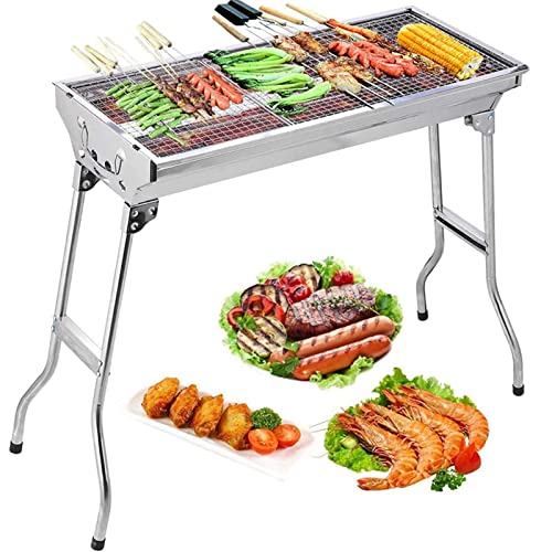 Charcoal Grill, Barbecue Grill Stainless Steel BBQ Smoker Barbecue Folding...