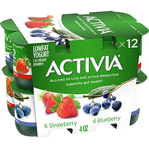 Activia Probiotic Low Fat Yogurt, Variety Pack, Strawberry & Blueberry,...