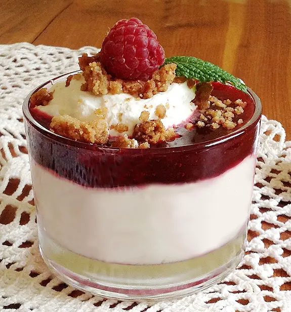 Key Lime Cheesecake Parfaits with Raspberry Sauce